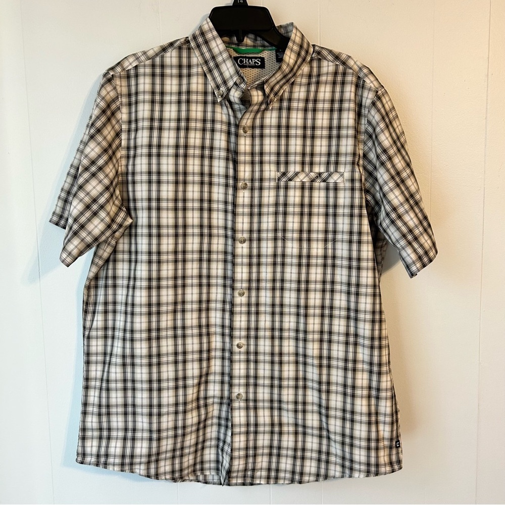 Men’s size, large chaps, short sleeve,button up checkered shirt. New without tag